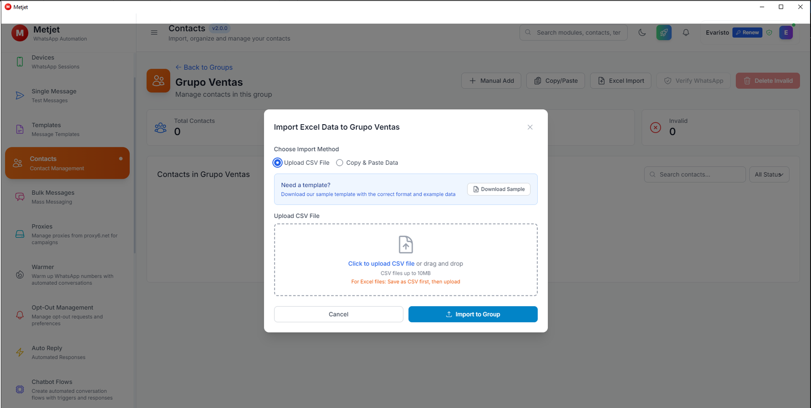 Contact Management Interface